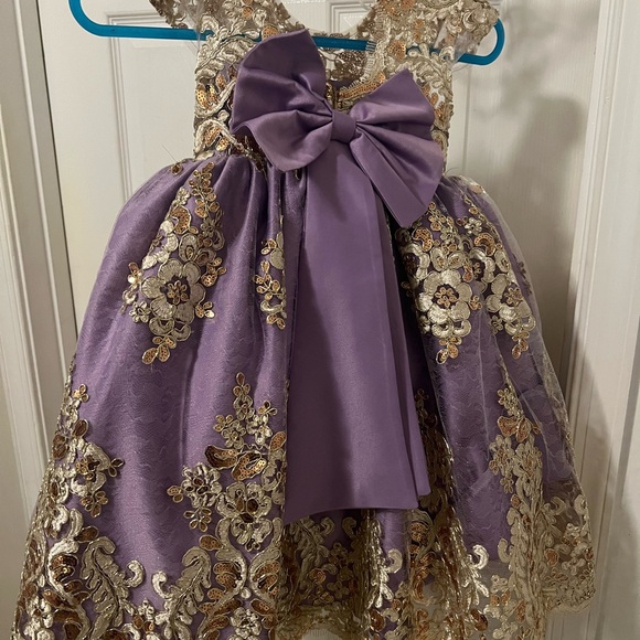 Elegant Purple and Gold Kids Dress